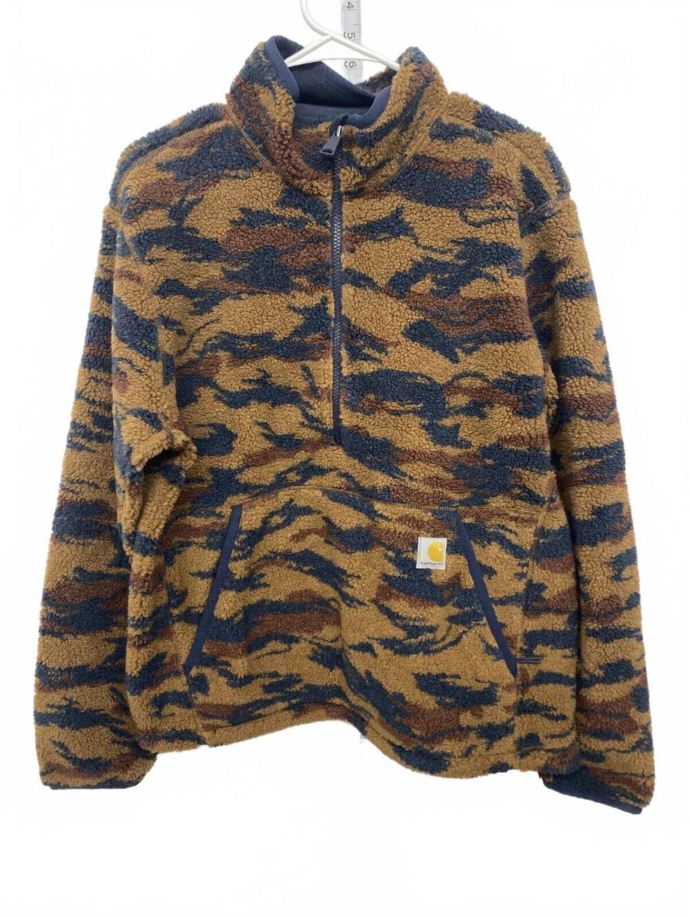Carhartt Men's Loose Fit Fleece Pullover Quarter Zip Jacket Brown Camo Size Sm
